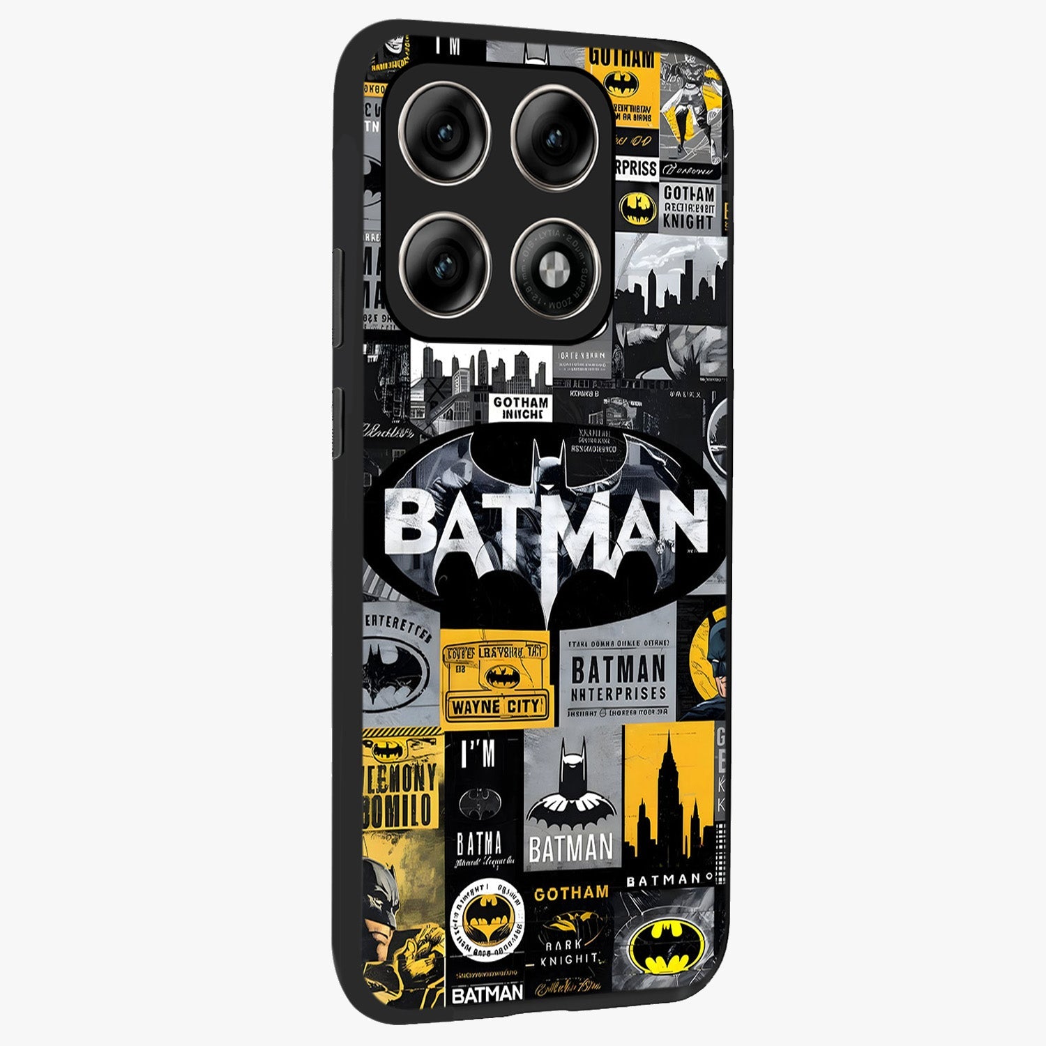 Knight Gotham Rise Glass Case upright view showcasing bold vigilante themed artwork with gothic city vibe.
