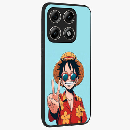 Luffy Summer Anime Vibe Glass Case upright view showcasing dynamic anime artwork with bright adventurous theme.