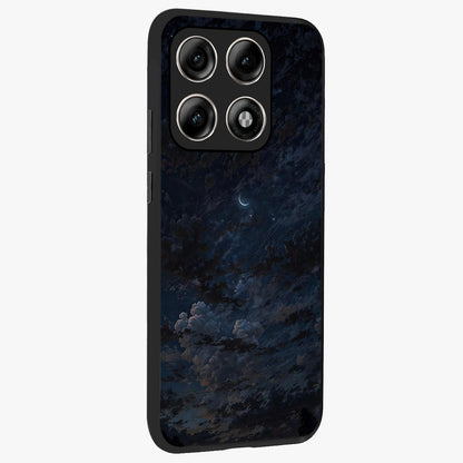Lunar Veil Silence Glass Case upright view showcasing calm moon themed artwork with serene night atmosphere.