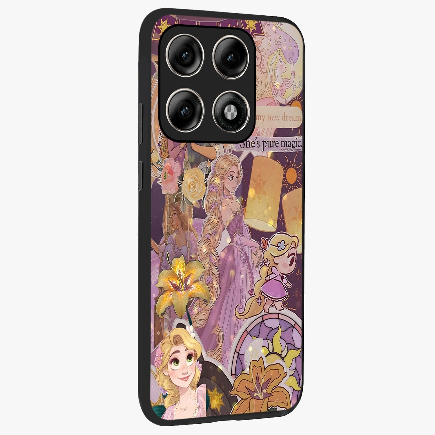 Magical Tangled Dream Glass Case upright view showcasing enchanting artistic artwork with dreamy fantasy theme.