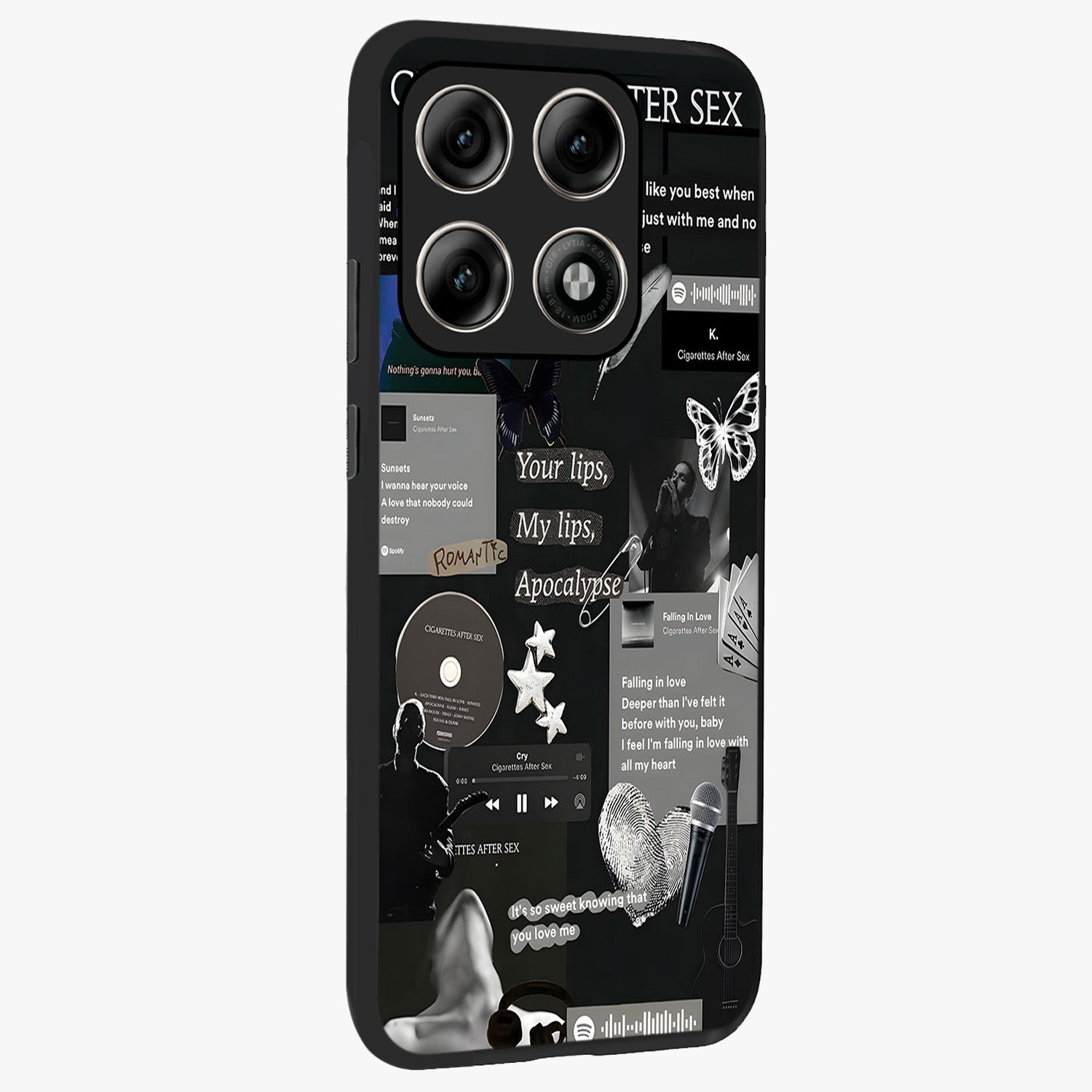 Midnight Love Echo Glass Case upright view showcasing expressive romantic artwork with dreamy midnight theme.