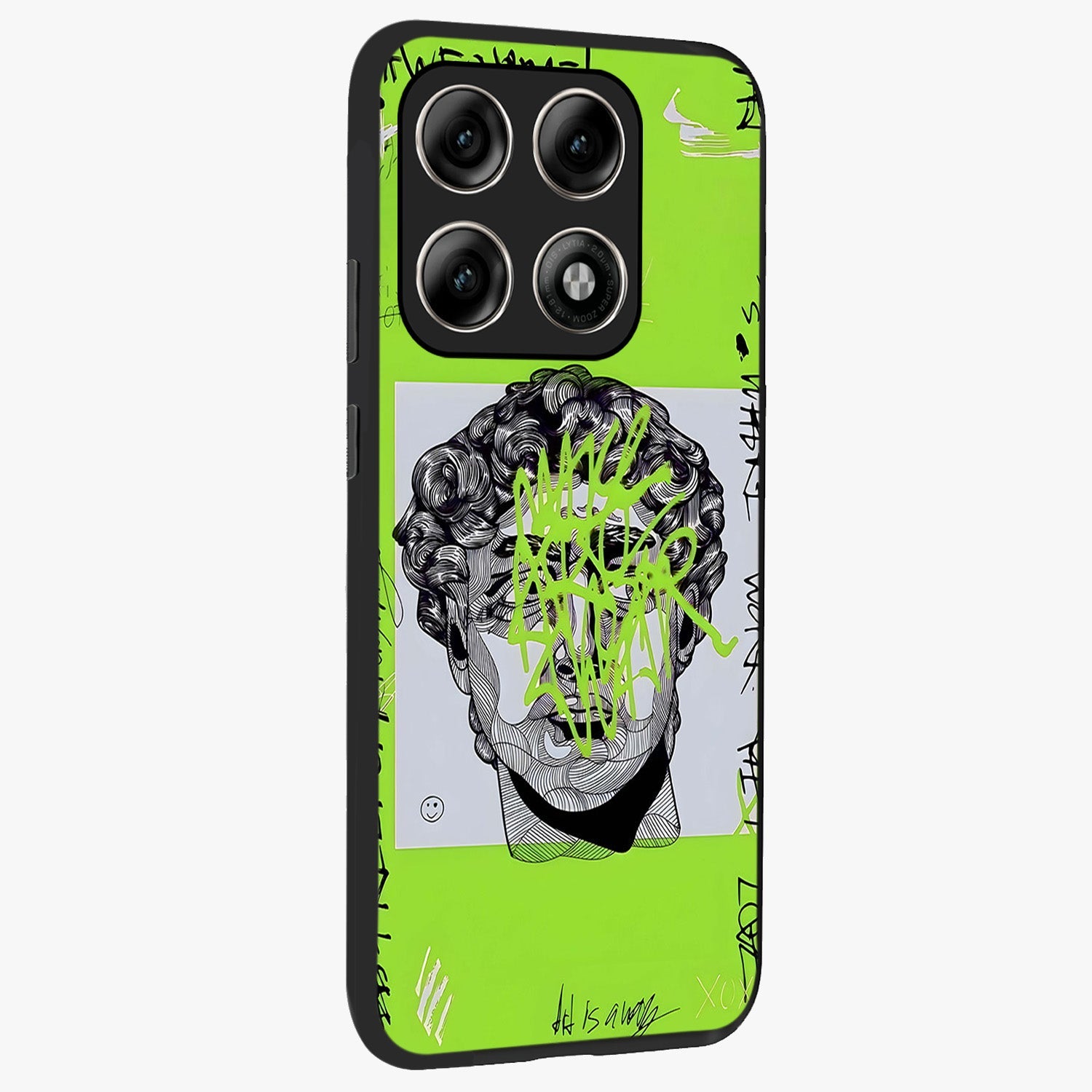 Neo Graffiti Rebellion Glass Case upright view showcasing colorful graffiti artwork with bold modern street style.
