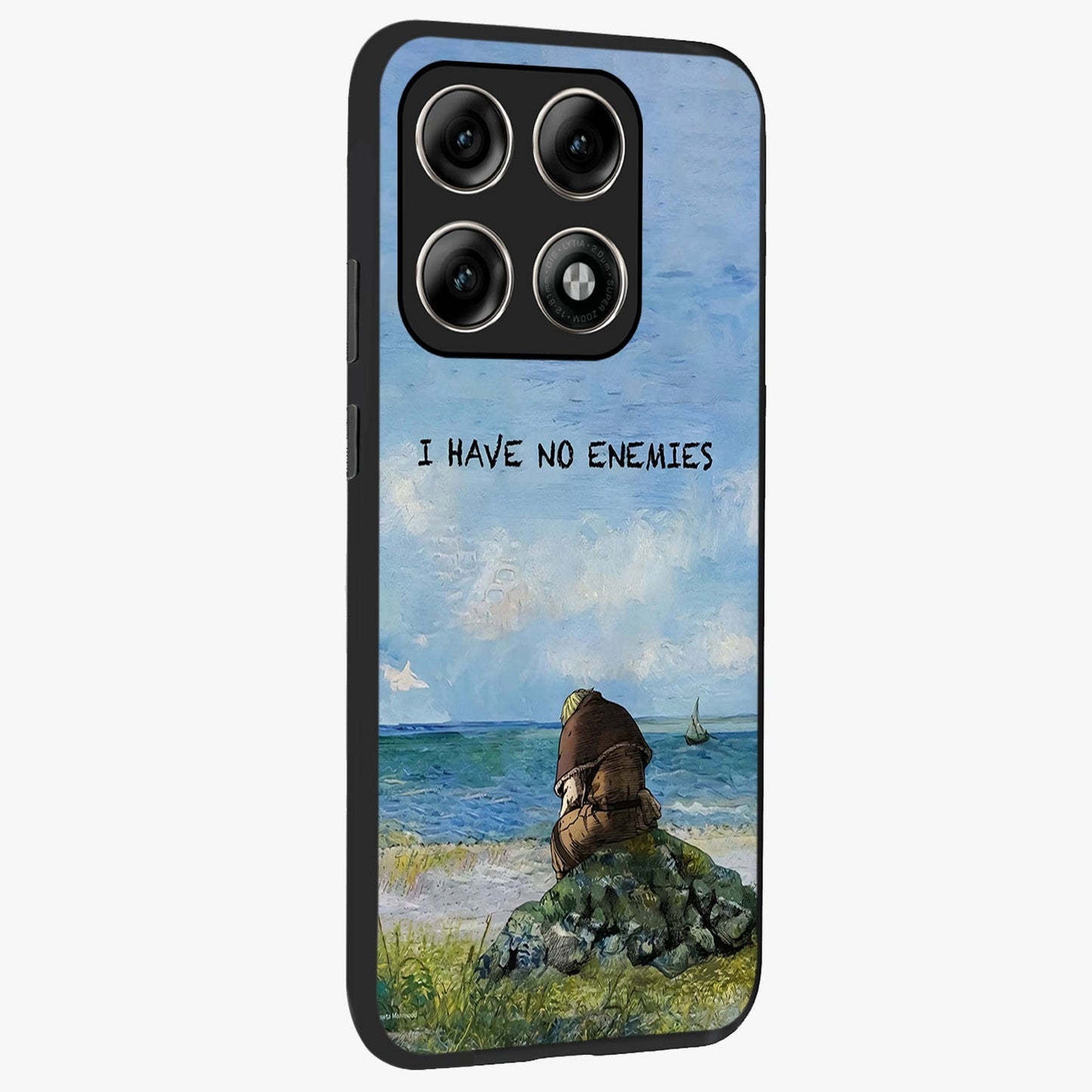 Peace Beyond War Glass Case upright view showcasing powerful peace symbol artwork with inspirational theme.