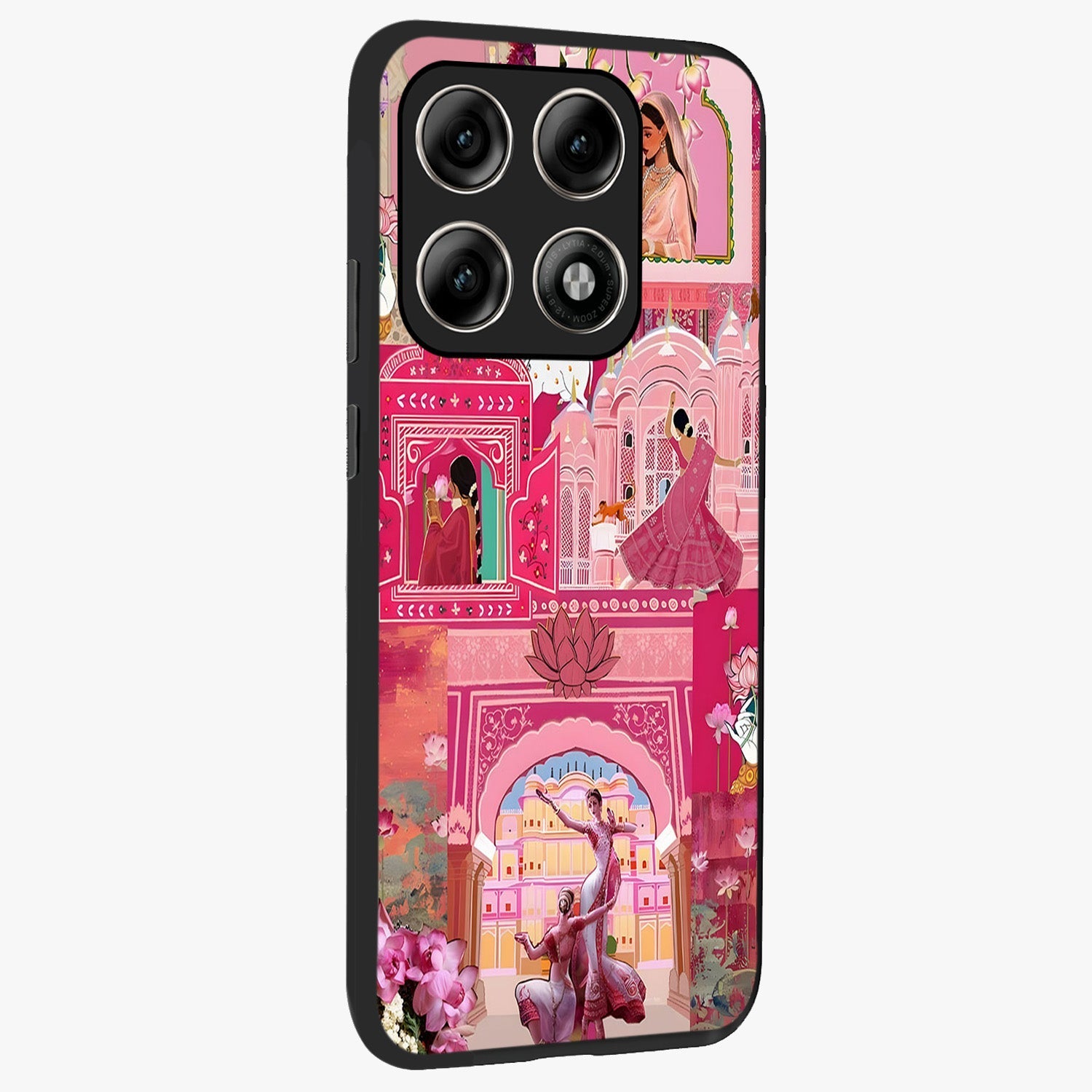 Pink Palace Muse Glass Case upright view showcasing artistic palace artwork with graceful royal theme.