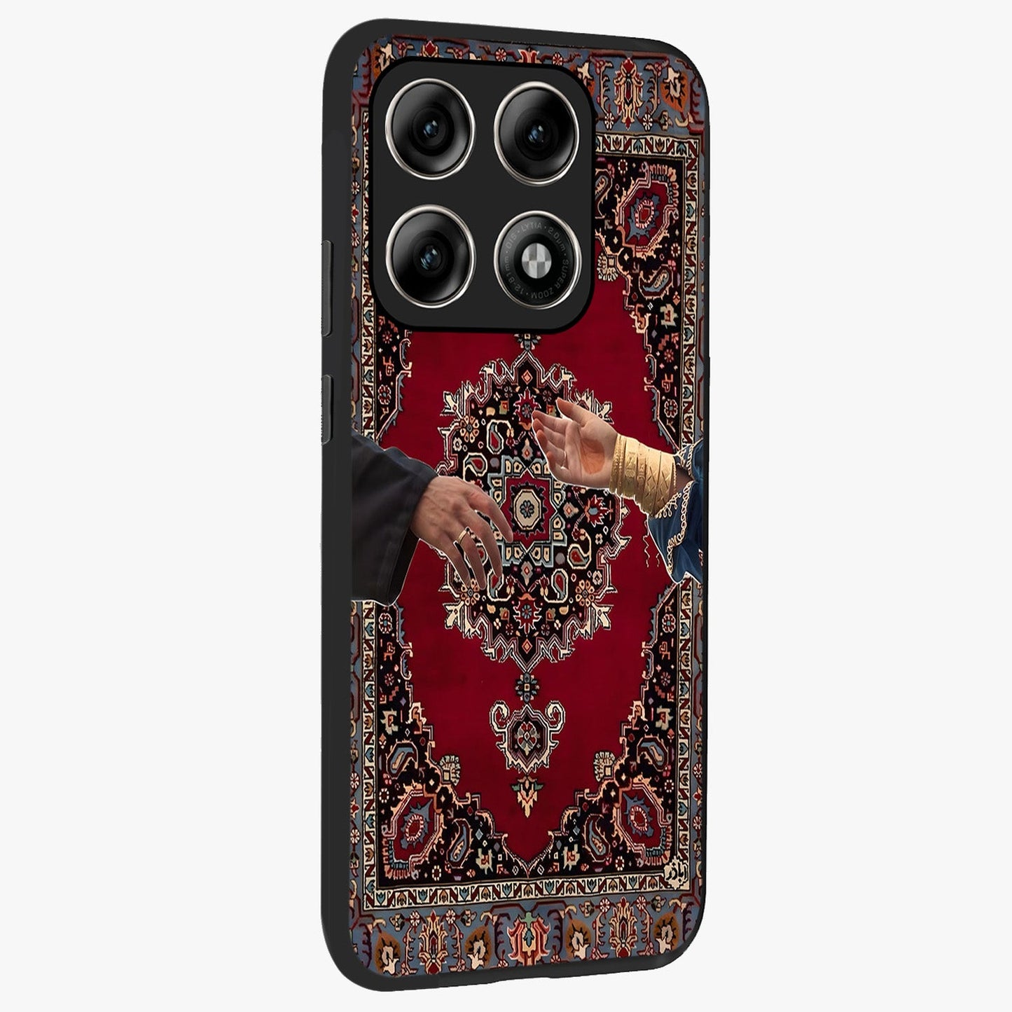 Royal Touch Reach Glass Case upright view showcasing stylish royal inspired artwork with graceful theme.