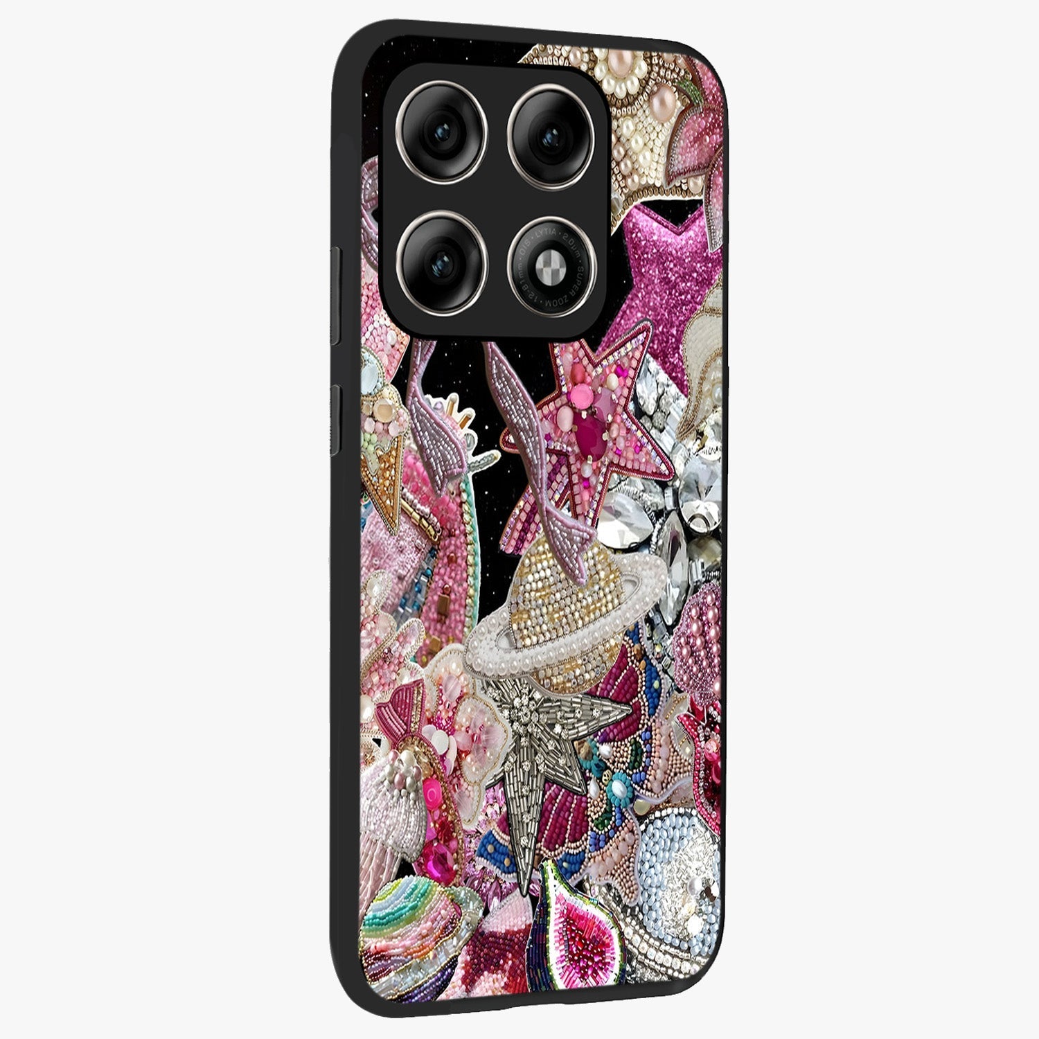 Starlit Jewel Dream Glass Case upright view showcasing radiant star inspired artwork with magical night theme.