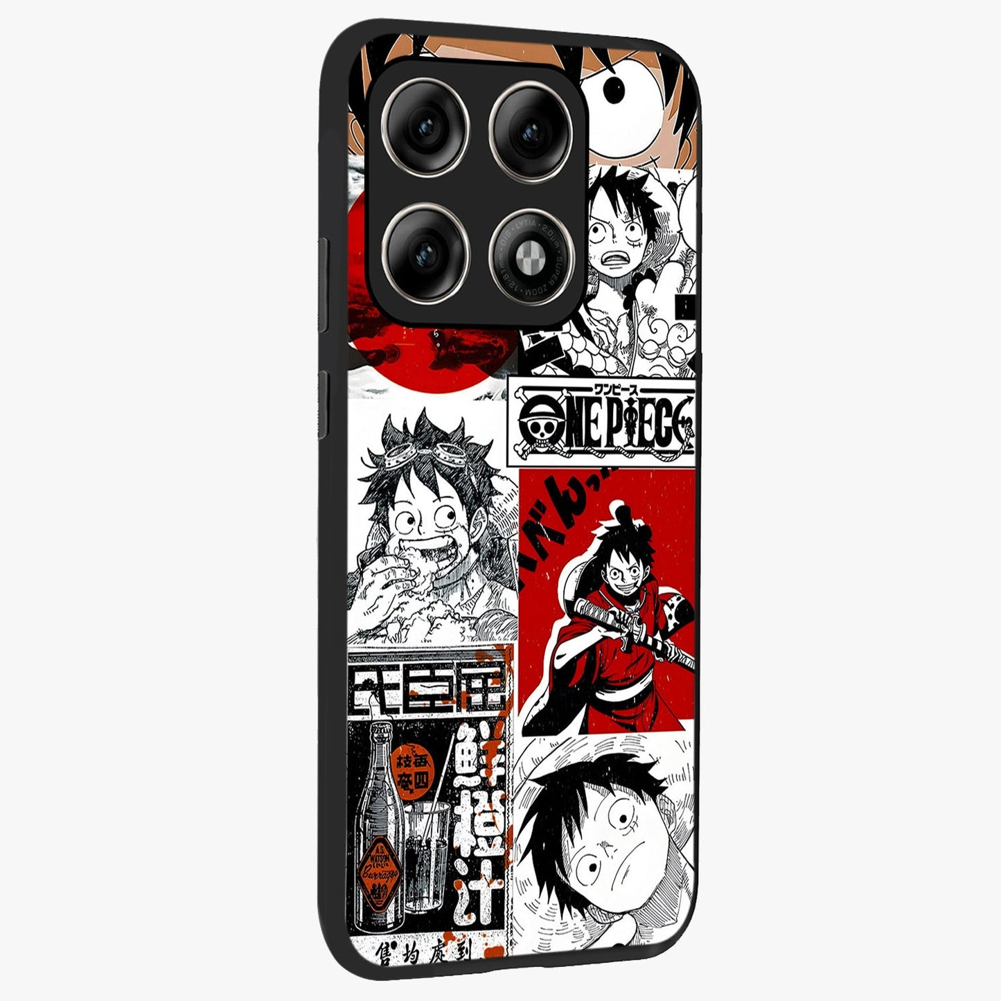 Strawhat Chaos Panels Glass Case upright view showcasing energetic anime artwork with bold adventure theme.