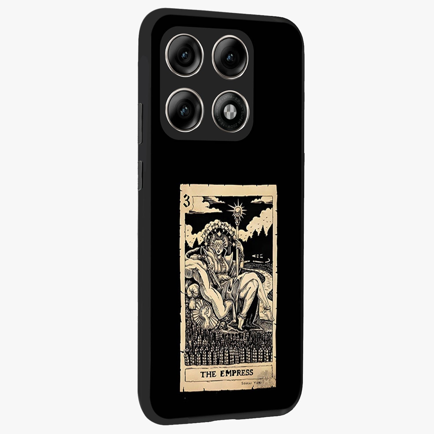 The Empress Glass Case upright view showcasing powerful empress themed artwork with luxurious artistic theme.