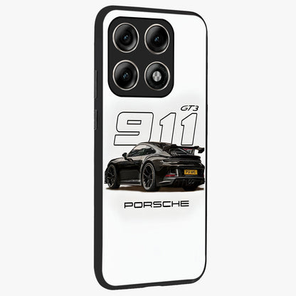 Turbo Legacy Icon Glass Case upright view showcasing bold racing inspired artwork with classic car theme.