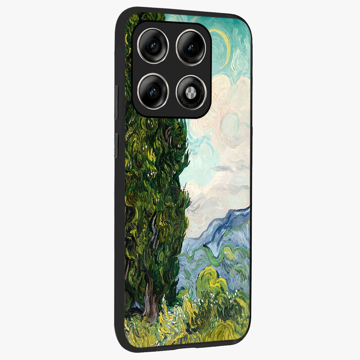 Van Gogh Vintage Art Glass Case upright view showcasing elegant vintage painting artwork with artistic heritage theme.