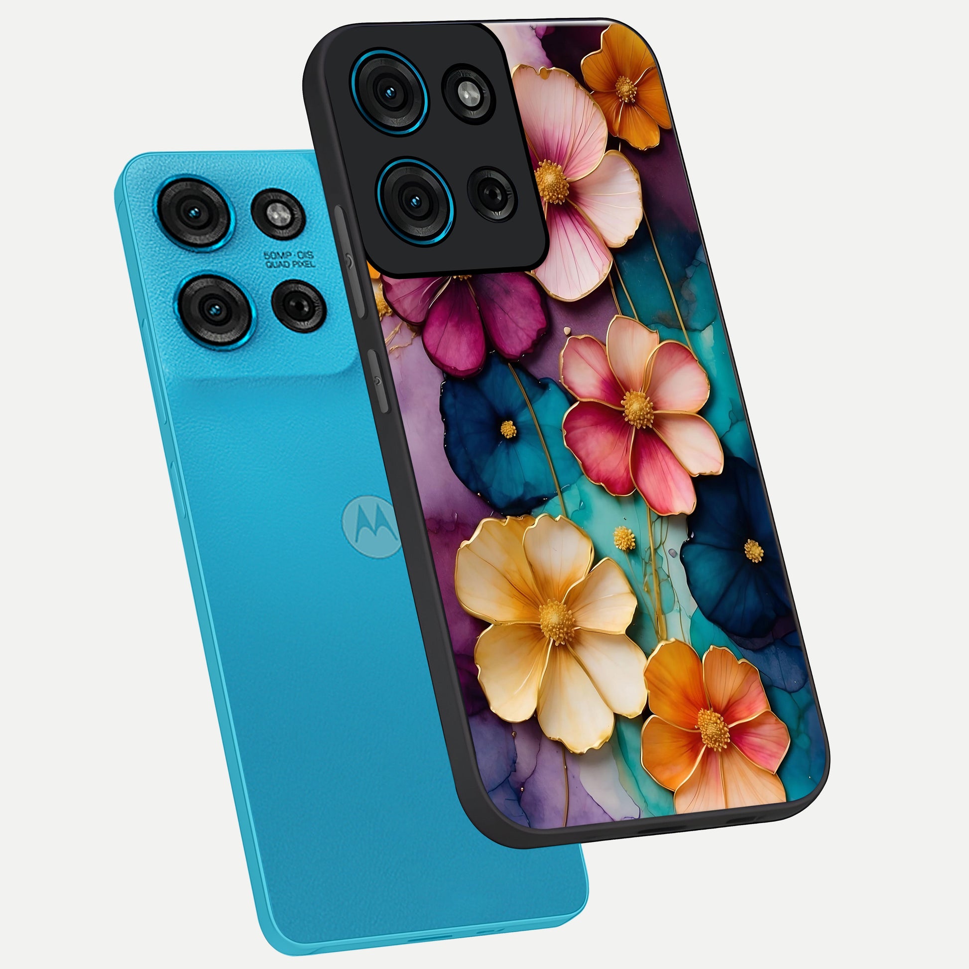 Artlyn Grace Flower Pattern Glass Case displayed in angled mockup highlighting delicate flower pattern design and smooth glass surface.