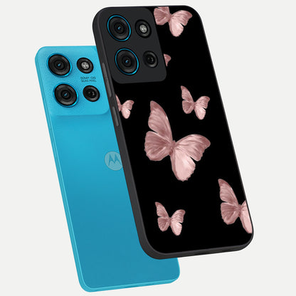 Butterfly Pattern Glass Case displayed in angled mockup highlighting delicate butterfly design and aesthetic pattern style.
