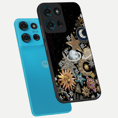Cosmic Sparkle Dreams Glass Case displayed in angled mockup highlighting dreamy star sparkle design with celestial aesthetic.