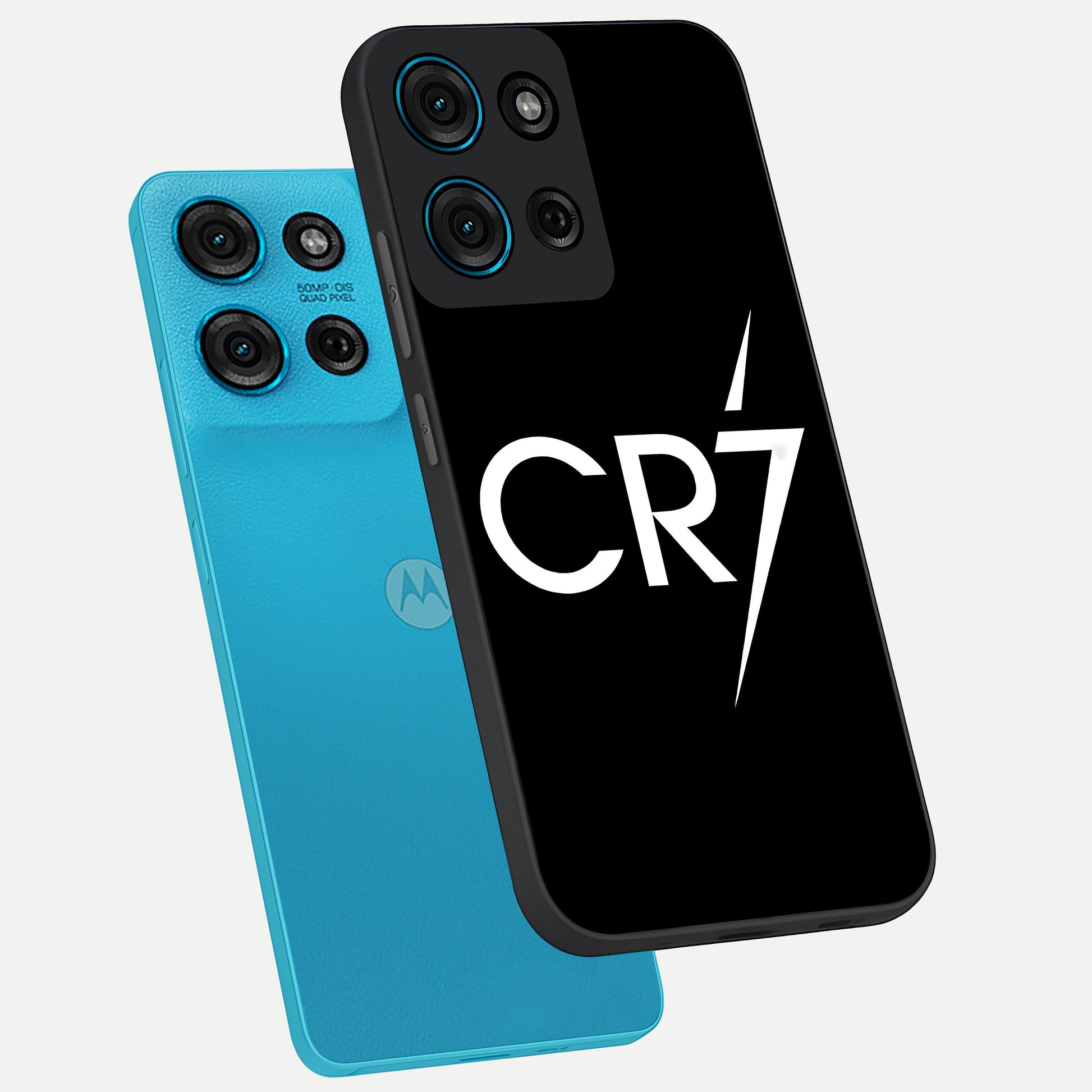 Cr7 Elite Strike Glass Case displayed in angled mockup highlighting powerful sports graphic with bold athletic theme.