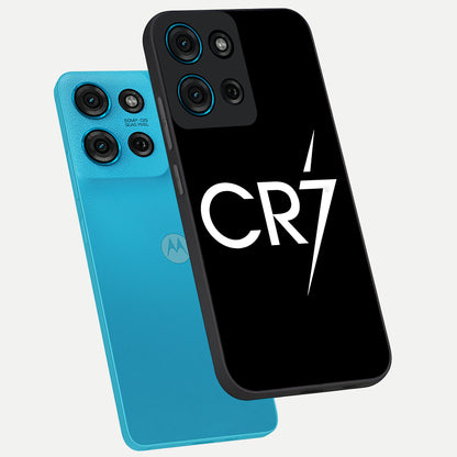 Cr7 Elite Strike Glass Case displayed in angled mockup highlighting powerful sports graphic with bold athletic theme.