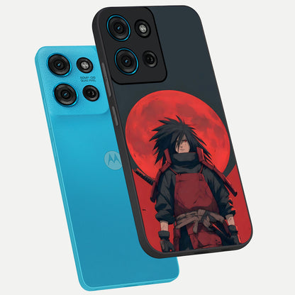Crimson Moon Warlord Glass Case displayed in angled mockup highlighting dramatic crimson moon design with fantasy aesthetic.