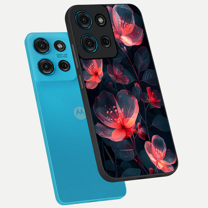 Dark Shade of Flower Glass Case displayed in angled mockup highlighting moody floral illustration with aesthetic dark tones.
