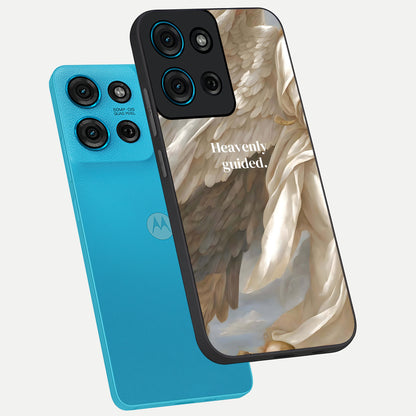 Divine Winged Grace Glass Case displayed in angled mockup highlighting graceful wing design with divine aesthetic style.