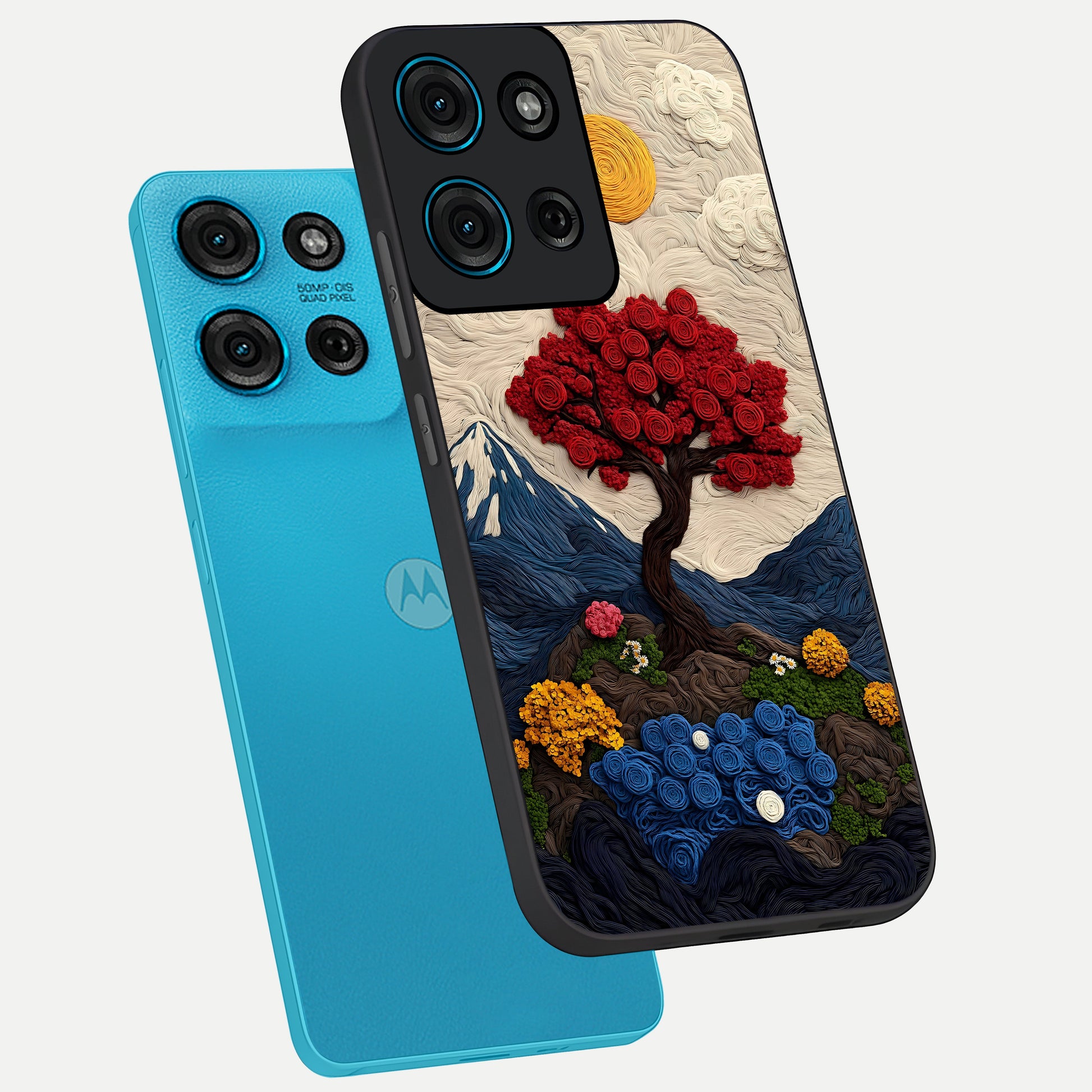 Eternal Nature Tapestry Glass Case displayed in angled mockup highlighting detailed botanical pattern with artistic aesthetic.