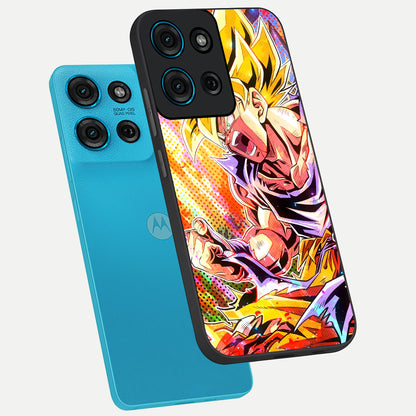 Firing Goku Glass Case displayed in angled mockup highlighting dynamic anime character design with action aesthetic.