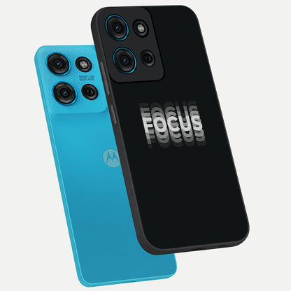 Focus Mode On Glass Case displayed in angled mockup highlighting clean minimal text artwork with modern aesthetic style.