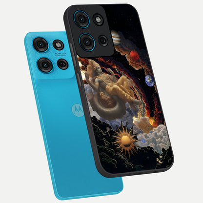 Galactic Divine God Glass Case displayed in angled mockup highlighting powerful celestial deity illustration with galactic aesthetic.