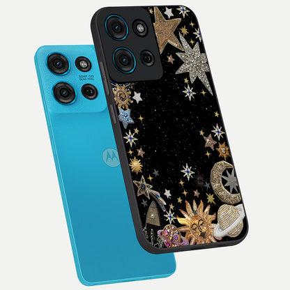 Galactic Jewel Stars Glass Case displayed in angled mockup highlighting shining celestial star design with cosmic aesthetic style.