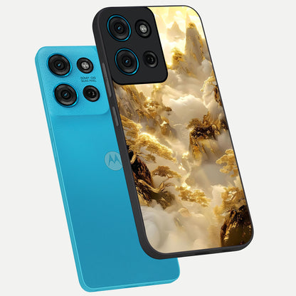 Gates Of Illumination Glass Case displayed in angled mockup highlighting radiant portal inspired design with fantasy aesthetic.
