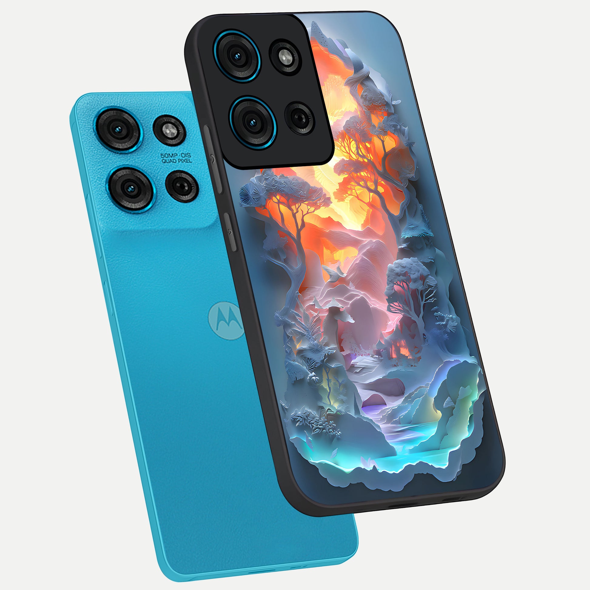 Glow Forest Portal Glass Case displayed in angled mockup highlighting mystical forest design with magical glowing aesthetic.
