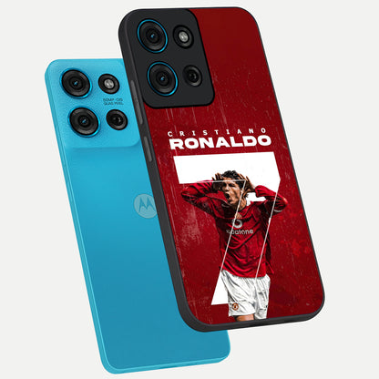 Goal Celebration Legacy Glass Case displayed in angled mockup highlighting energetic sports celebration design with bold athletic theme.