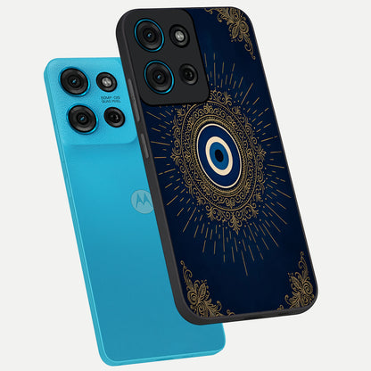 Golden Celestial Charm Glass Case displayed in angled mockup highlighting sparkling cosmic charm design with celestial aesthetic.