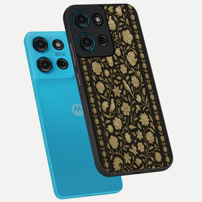 Golden Evil Eye Mandala Glass Case displayed in angled mockup highlighting protective evil eye symbol with golden mandala design.