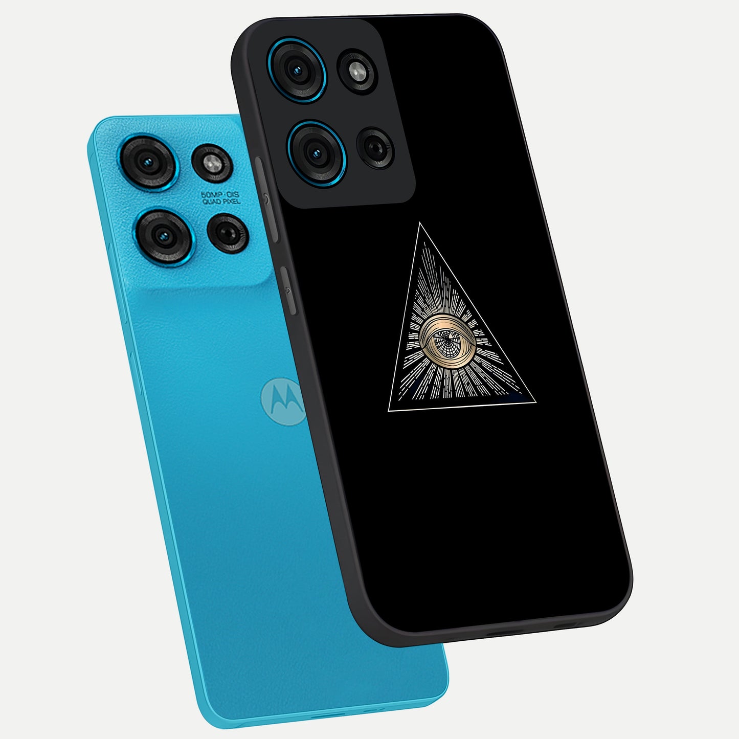 Illuminati Evil Glass Case displayed in angled mockup highlighting dark occult inspired design with bold aesthetic style.