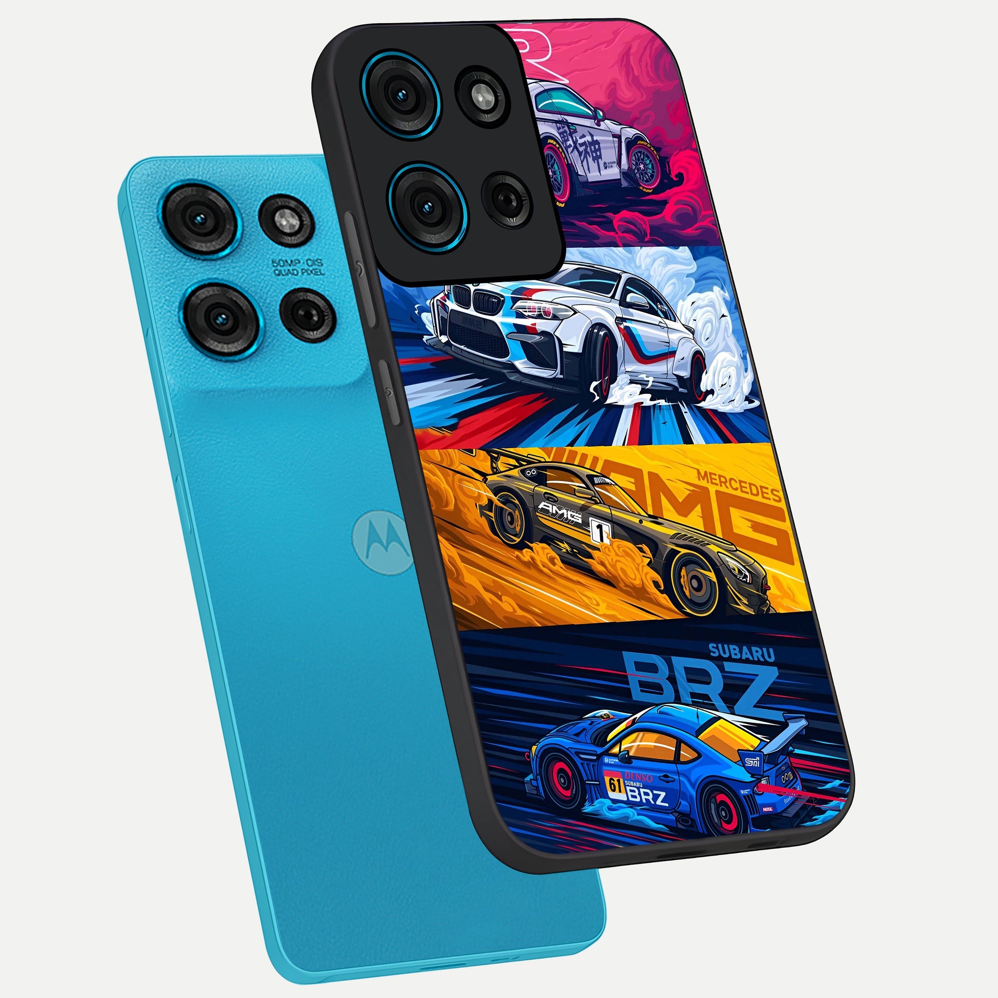JDM Sports Car Glass Case displayed in angled mockup highlighting sleek Japanese racing car design with automotive aesthetic.