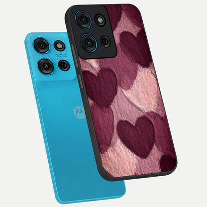 Layered Paper Hearts Glass Case displayed in angled mockup highlighting creative paper craft heart design with romantic aesthetic.