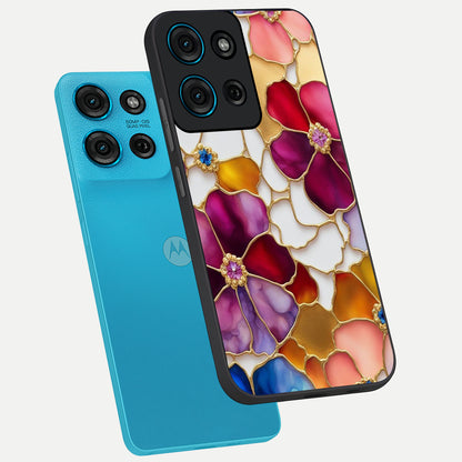 Marble Flower Pattern Glass Case displayed in angled mockup highlighting elegant marble floral design with modern aesthetic.