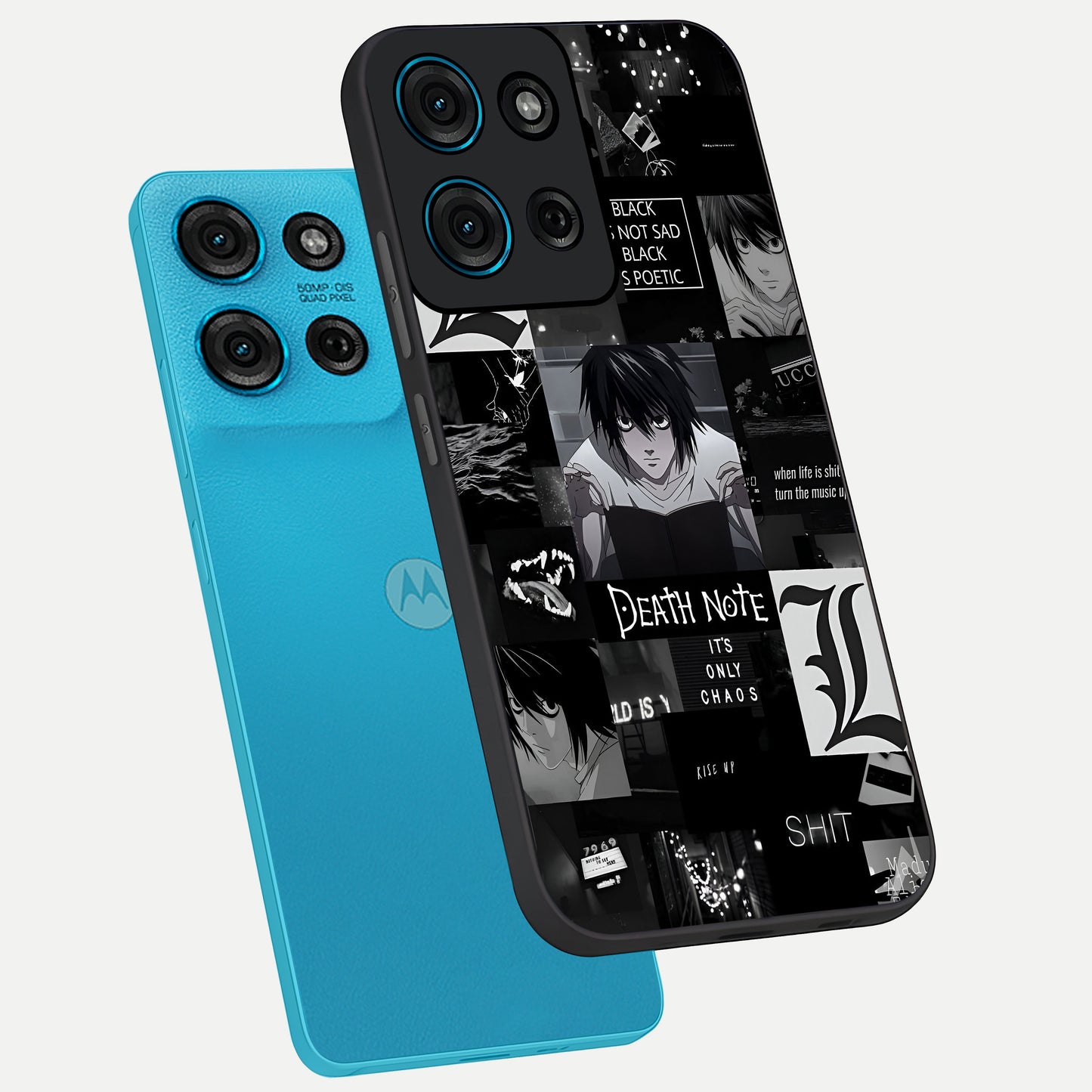 Midnight Chaos Mind Glass Case displayed in angled mockup highlighting chaotic artistic design with dramatic midnight aesthetic.