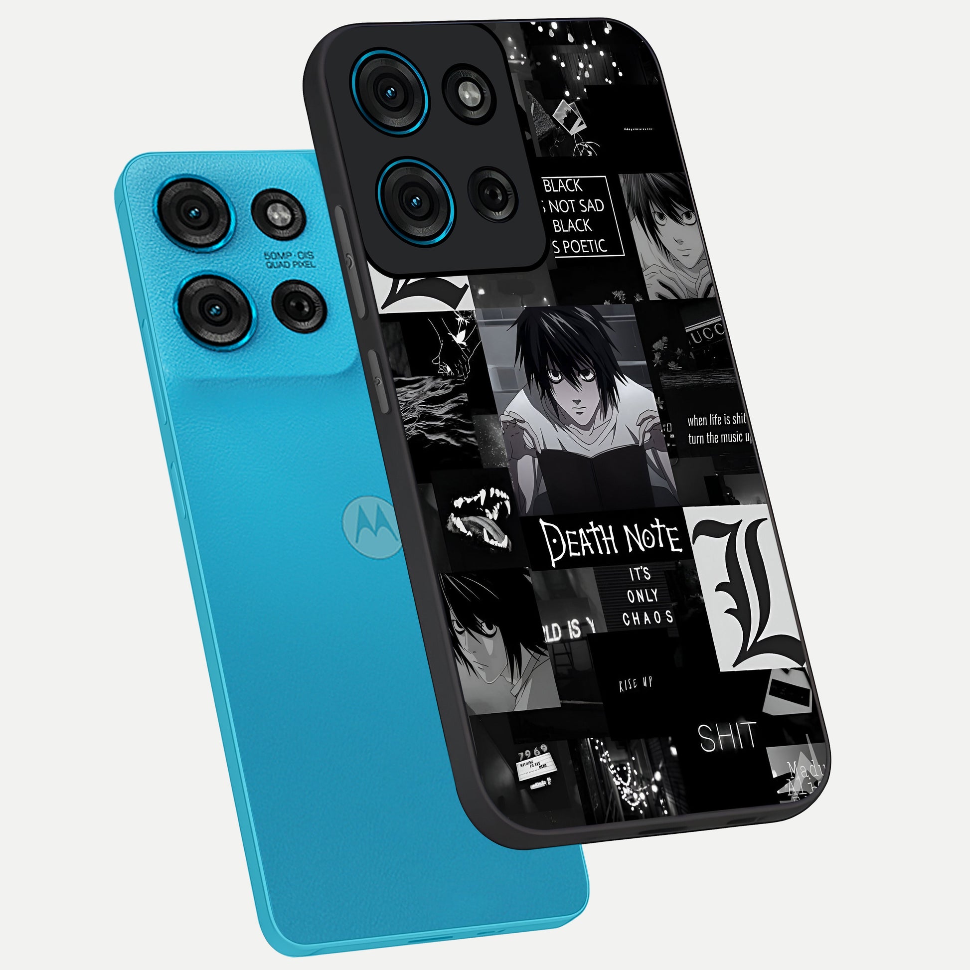Midnight Chaos Mind Glass Case displayed in angled mockup highlighting chaotic artistic design with dramatic midnight aesthetic.
