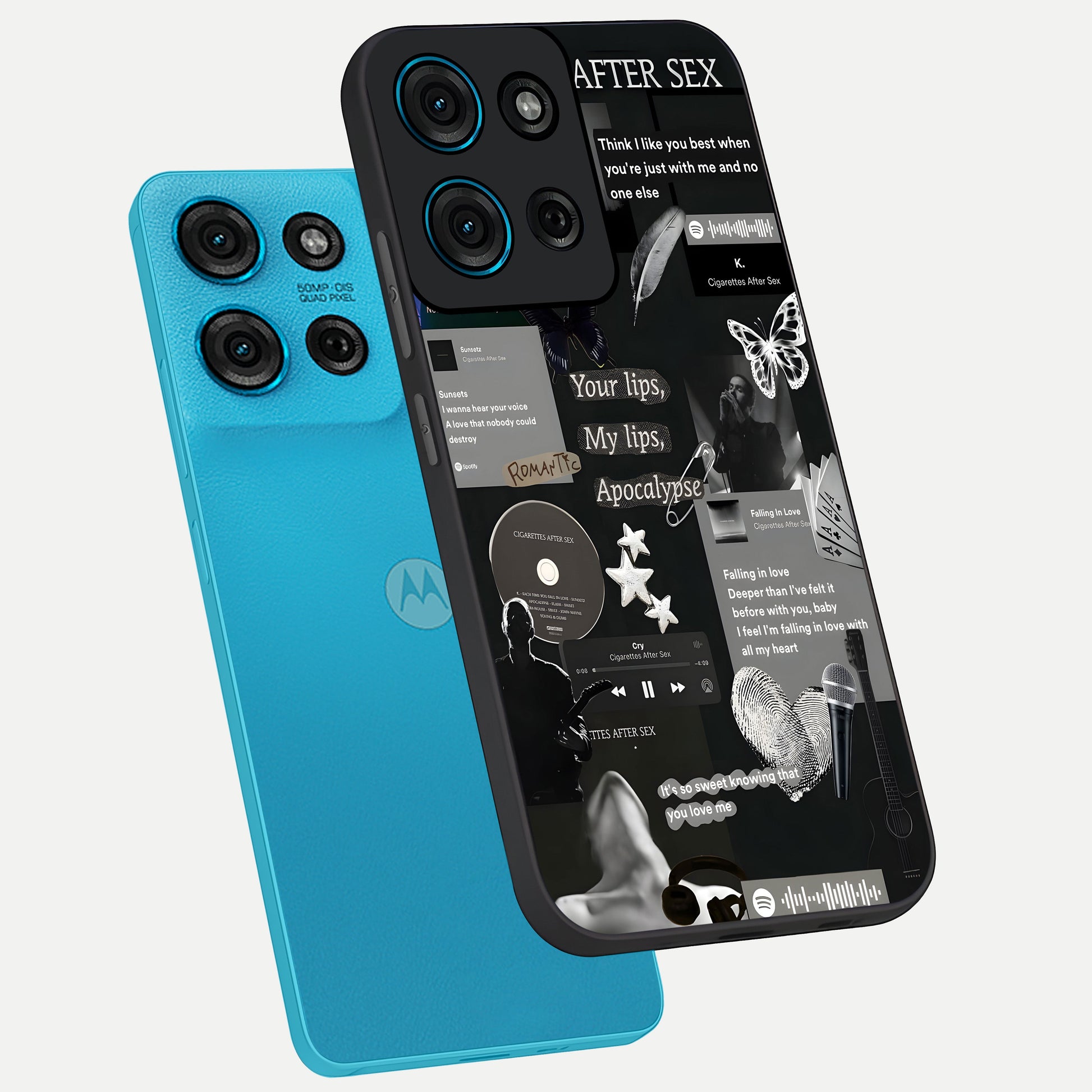 Midnight Love Echo Glass Case displayed in angled mockup highlighting elegant love inspired design with deep aesthetic style.