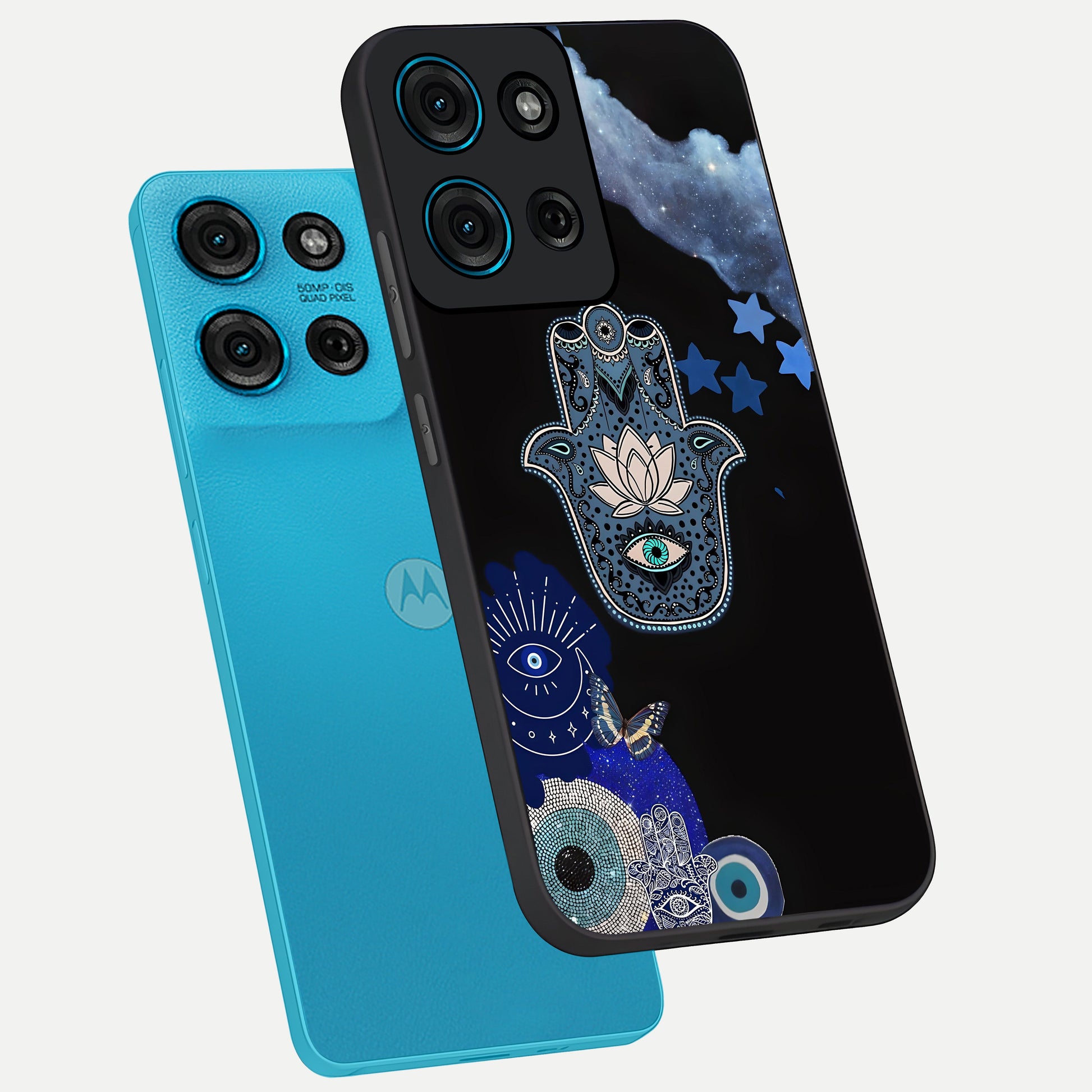 Mystic Hand Aura Glass Case displayed in angled mockup highlighting magical aura design with spiritual aesthetic style.