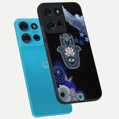 Mystic Hand Aura Glass Case displayed in angled mockup highlighting magical aura design with spiritual aesthetic style.