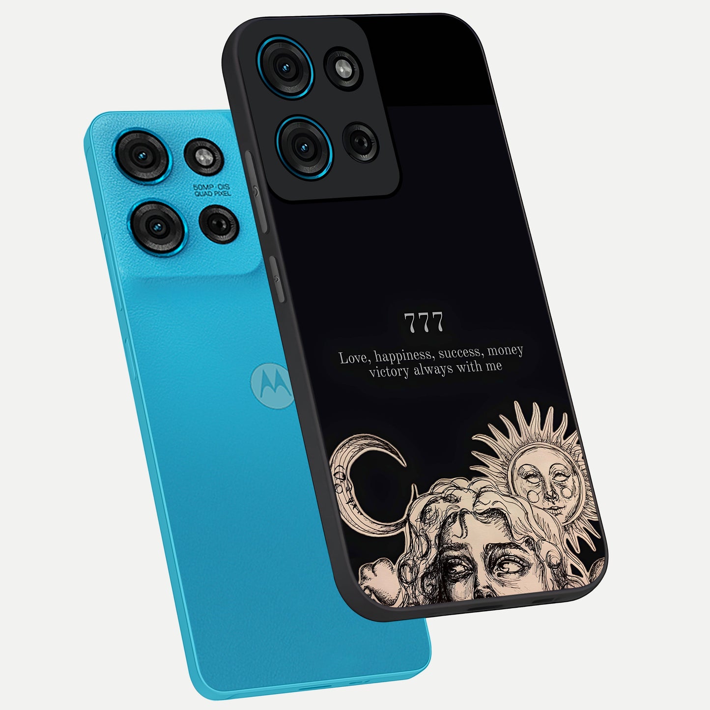 Mystic Victory Aura Glass Case displayed in angled mockup highlighting energetic aura design with bold mystical aesthetic.