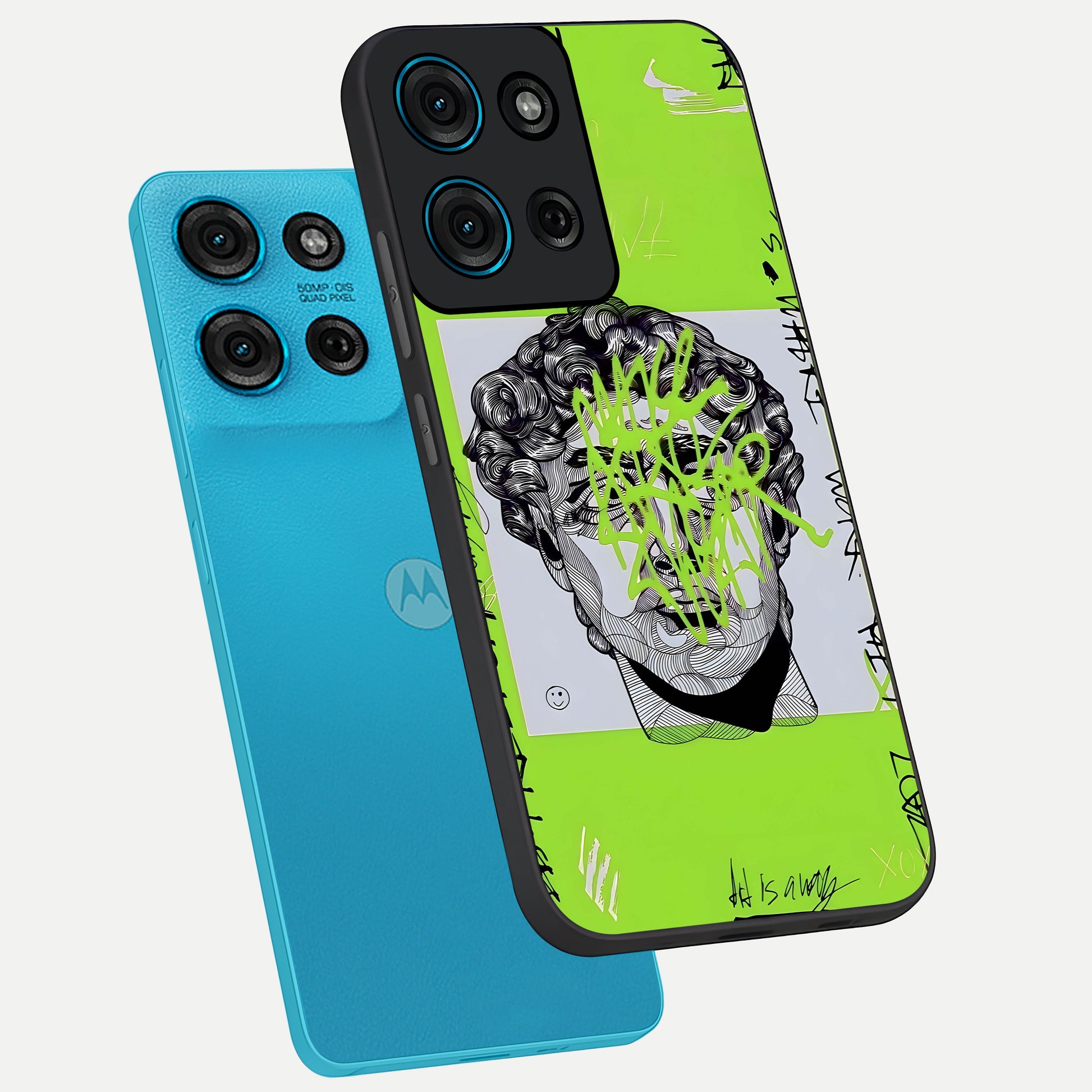 Neo Graffiti Rebellion Glass Case displayed in angled mockup highlighting urban street art design with rebellious aesthetic.