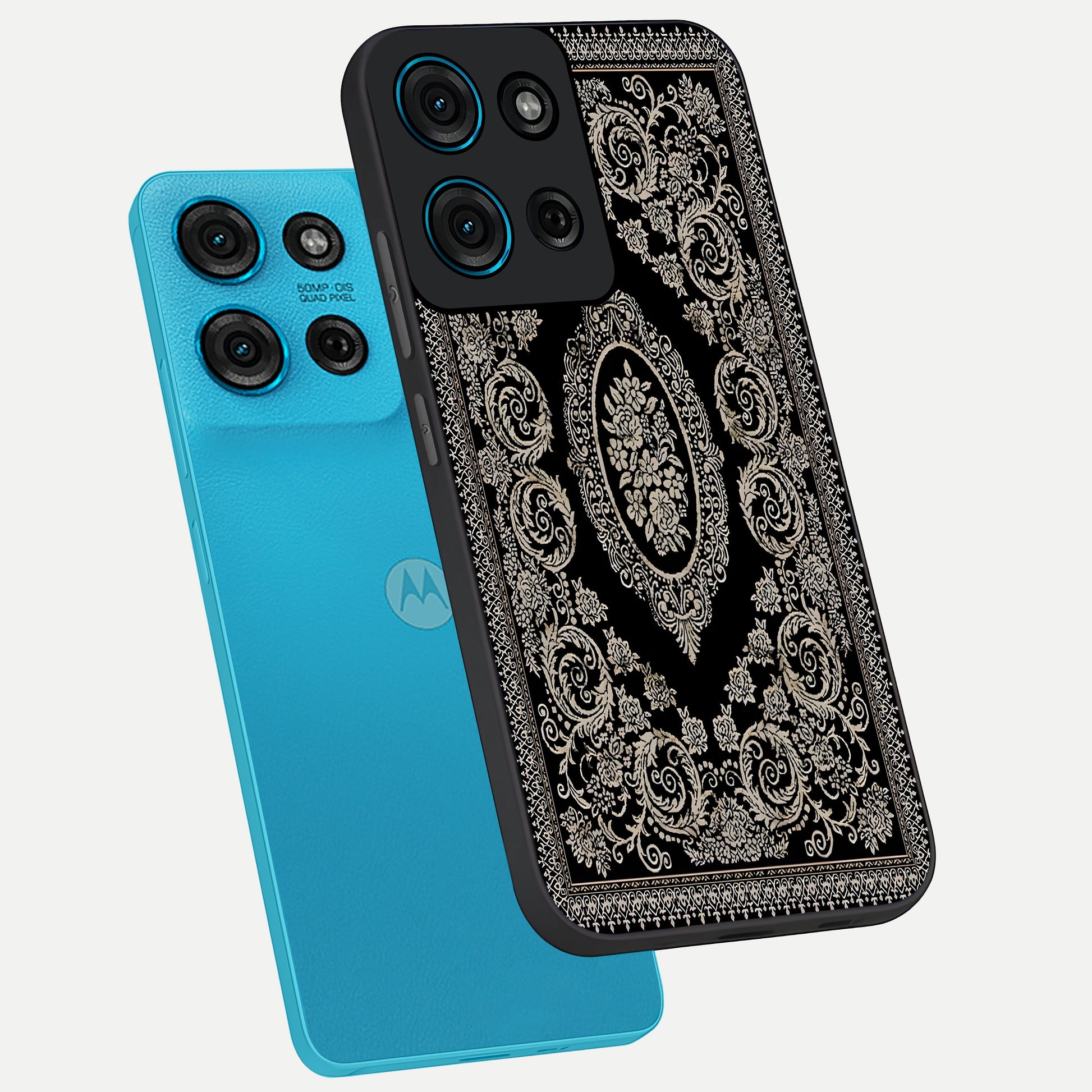 Noir Bloom Elegance Glass Case displayed in angled mockup highlighting refined flower design with stylish noir aesthetic.