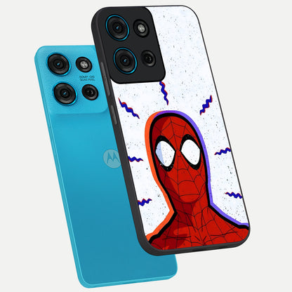 Omg Spiderman Glass Case displayed in angled mockup highlighting dynamic hero illustration with action comic aesthetic.