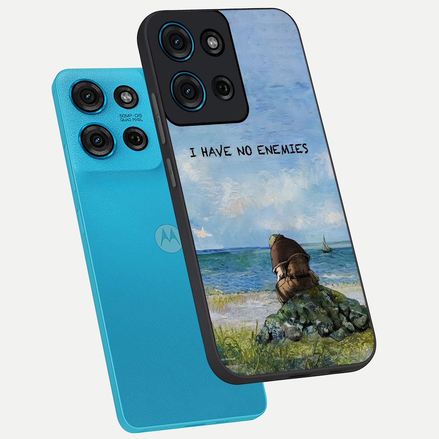 Peace Beyond War Glass Case displayed in angled mockup highlighting meaningful message design with artistic aesthetic style.