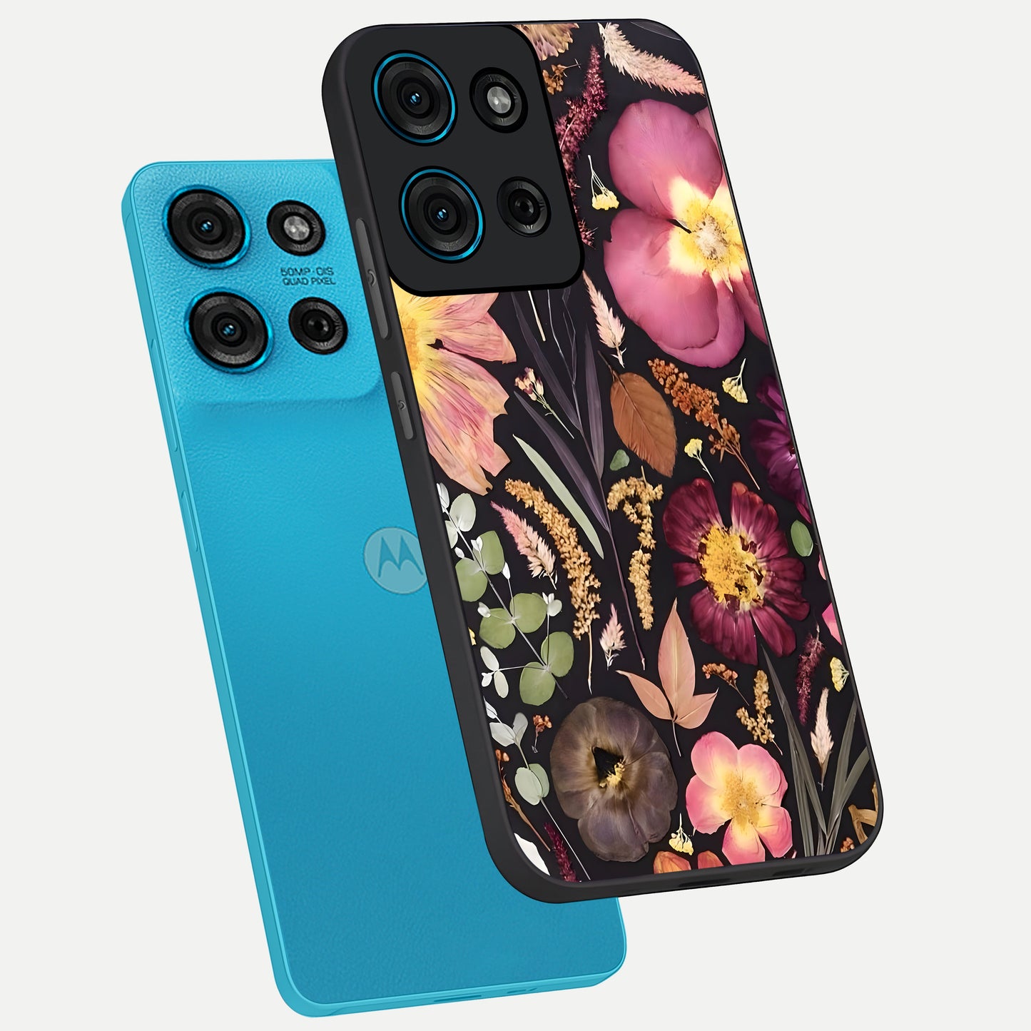 Petal Dream Tapestry Glass Case displayed in angled mockup highlighting decorative petal pattern with elegant botanical aesthetic.
