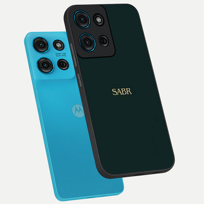 Sabr Minimal Patience Glass Case displayed in angled mockup highlighting simple inspirational design with clean aesthetic style.