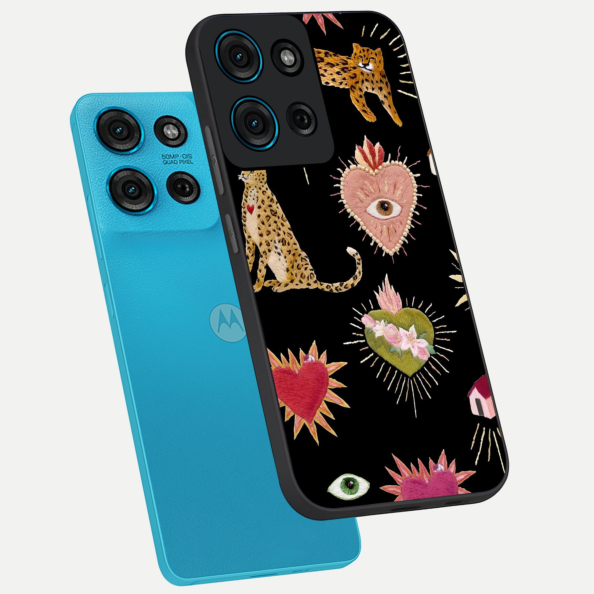 Sacred Jungle Heart Glass Case displayed in angled mockup highlighting lush tropical design with natural aesthetic style.