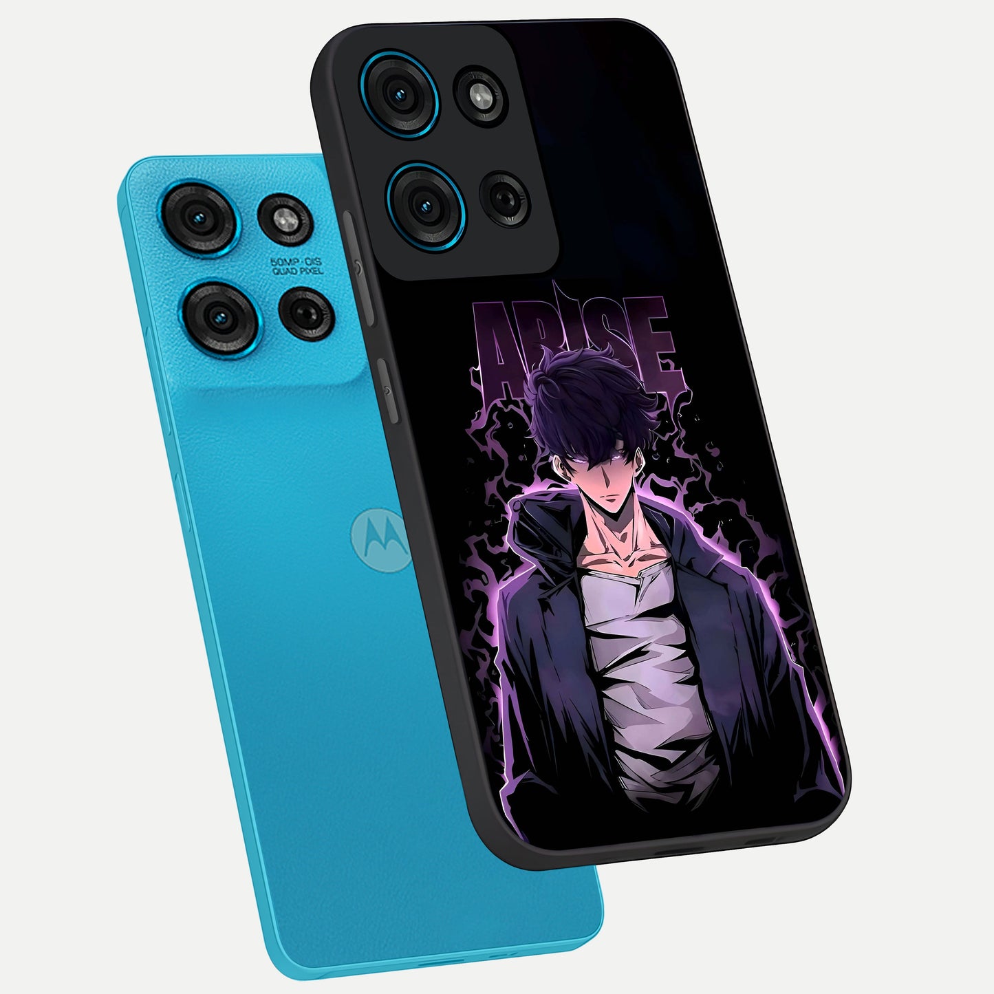 Shadow Monarch Awakening Glass Case displayed in angled mockup highlighting dramatic shadow warrior design with fantasy aesthetic.